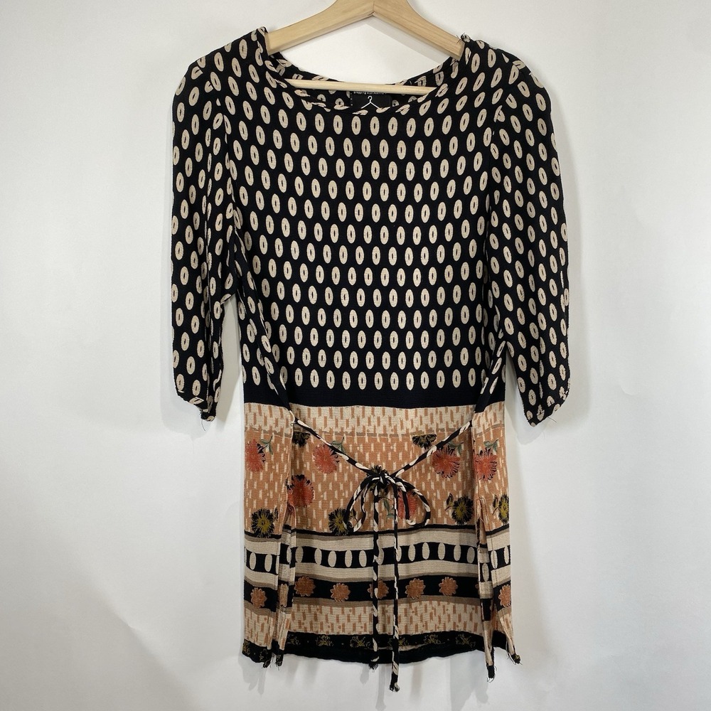 Shopping With Anthony Womens Retro Artsy Twee Top Size S Floral Tie Waist Blouse